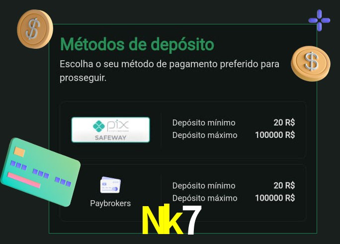 O cassino Nk7 oferece uma grande variedade de métodos de pagamento